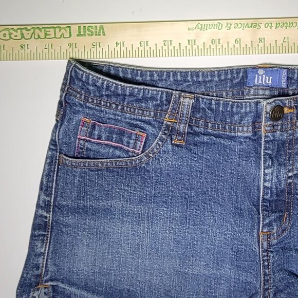 Lilu Womens Junior Blue Denim Cotton Shorts with Embroidered Pockets Size 13 - Picture 9 of 14
